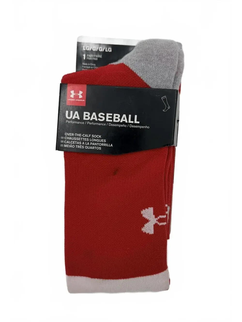 Under Armour UA Baseball OTC Socks Red/White Large U0785C1​